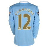 Manchester City Home Shirt 2011/12 - Long Sleeved with Champions 12 printing including 11/12 Champions Badges